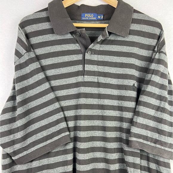 Polo Ralph Lauren 3XLT Men's Gray/Black Stripe 100% Cotton Preppy Shirt - Picture 6 of 9